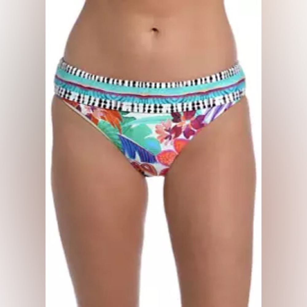 NWOT LA BLANCA Tropical Print Hipster Swim Bottoms Size 16